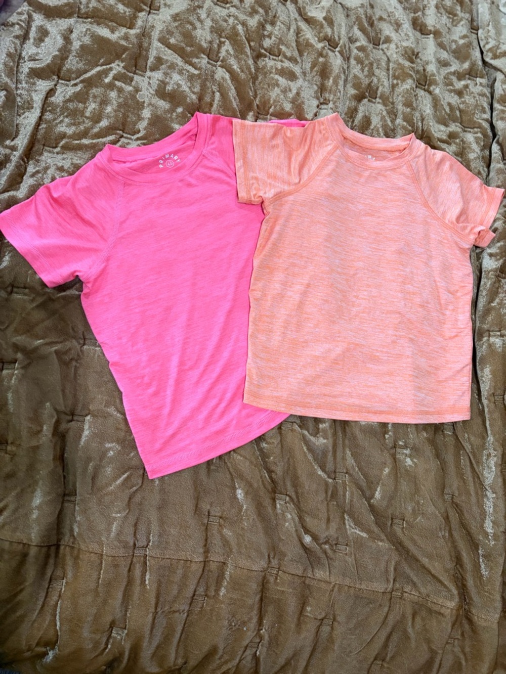 Kids Primary Quick Dry Tees Set of 2 Bright Pink & Orange Short-Sleeve size 4-5